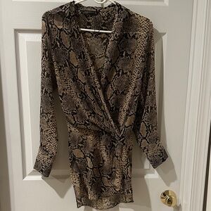 Zara Snake Print Blouse - Brown and Black